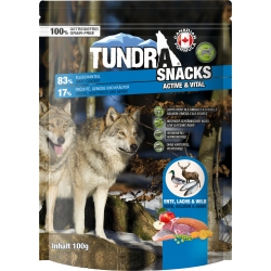 Smakołyki Tundra Activ&Vital z kaczką, łososiem i dziczyzną 100g